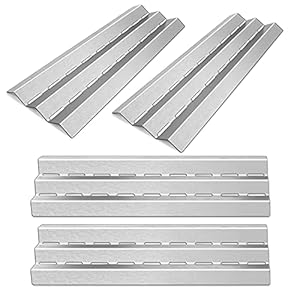 Heat Plate Tent Shield Replacement for Huntington, Broil-Mate, Sterling, Master Forge, Perfect Flame, GrillPro, Lowes Gas Grill Models, Stainless Steel Burner Cover Flame Tamer, 4-Pack, 17 9/16″