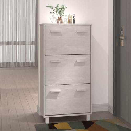Armoire à chaussures blanche en pin massif de qualité supérieure Hamar - 3