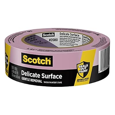 Scotch Delicate Surfaces Painters Tape, 1.41 in x 60 yd, Damage-Free Painting Prep, Protect Delicate Surfaces, UV & Sunlight Resistant, Solvent-Free Adhesive, Indoor Masking Tape, 1 Roll (2080-36EC)