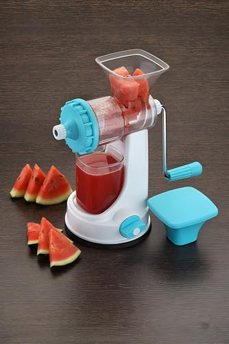 Image of Homeor Juicer Machine for Fruits and Vegetables with Steel Handle & Vacuum Looking System, Instant Citrus Hand Press Juicer, Hand Juicer Machine, Manual Juicer Machine for Home, 1 Piece, Blue