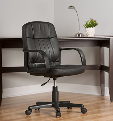 Comfort Products Mid-Back Leather Office Chair, Black #TOP1