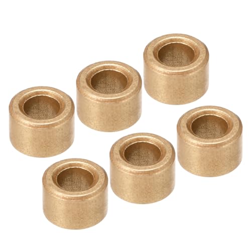 Kozelo 6 Stück Gleitlager - [5mm Bohrungsdurchmesser x 9mm Außendurchmesser x 6mm Länge] Sinterbronzebuchse für industrielle Geräte, selbstschmierend, goldfarben