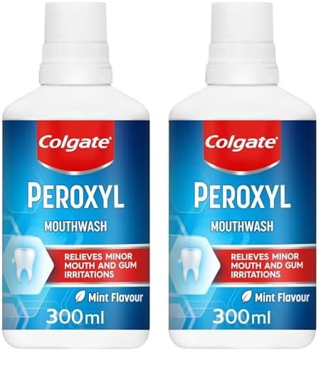 Colgate Peroxyl Antiseptic Mint Flavour 300ml Mouthwash, Relieves Minor Mouth and Gum Irritations, Pack of 2