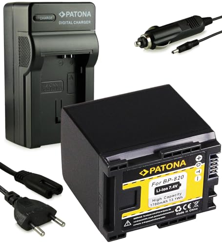 PATONA Caricabatteria + Batteria BP-820 Compatibile con Canon BP-819 XA20 XA25 LEGRIA HF G40 G30 M300 M306 M400 S20 S21 S140 S200