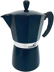 Cafeteira Italiana Com Alça Moka Alumínio Premium Com Válvula De Segurança 6 Ou 9 Xícaras Café Expresso Cor Preta ((9 Xícaras (450ml))