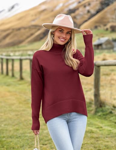Image of Zeagoo Women's Turtleneck Sweater 2026 Fall Winter Chunky Knitted Pullover | High Low Hem Trendy Basic Jumper Top, Long Sleeve Casual Knit Pullover 2026, Fall Fashion Outfits, Winter Clothing for Women