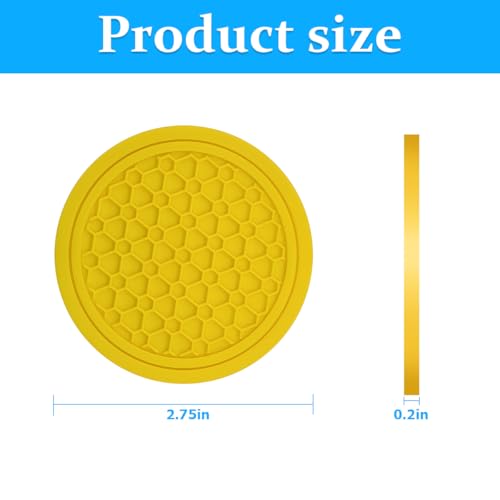 Image of Mandark 2PCS Car Cup Holder Coasters, 2.75 Inch Non-Slip Insert Water Bottle Holder Pads, Dustproof Automotive Interior Accessories Mat, Universal for Vehicles, Trucks, RVs and More(Yellow)
