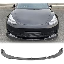 FREEMOTOR802 Compatible with 2017-2023 Tesla Model 3 Sedan 4-Door Front Bumper Lip, IKON Style Carbon Fiber Print PP Front Bumper Lower Chin Spoiler Splitter