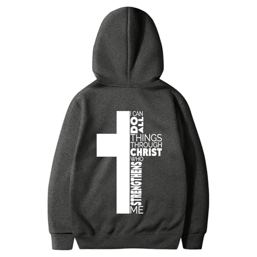 Christian Hoodies for Men Fall Cross Graphic Drawstring Long Sleeve Pullovers Comfortable Casual Hoodies with Pockets