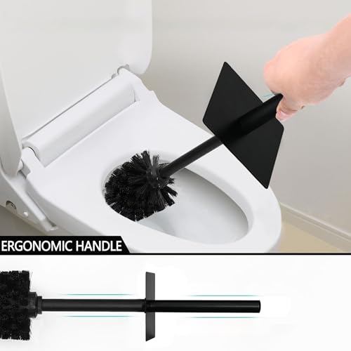 Image of Toilet Brush and Holder Set for Bathroom, Stylish and Durable Cleaning Tool with Modern Design, Compact for Efficient Cleaning
