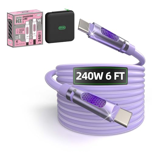 Image of 240W USB C to USB C Cable, Type C to Type C Cable, 480Mbps Speed, USB-IF Certified, Fast Charging Cable for iPhone 16 15 Pro Plus Pro Max, for Galaxy S25 S24, for iPad MacBook Pro /Air, Laptops, 6 FT
