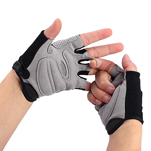 Ruiqas Rearview Mirror Cycling Gloves, Half-Finger Motorcycle Gloves with Safety Rear View Mirror Outdoor Biking Accessory - Thumbnail 2