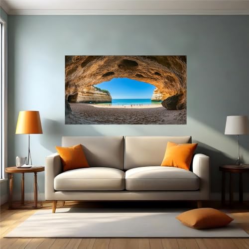 Vinilo autoadhesivo de pared extraíble que aporta amplitud a tu salón con paisajes de playa 2
