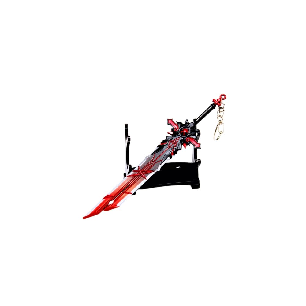 Hanaiette 1PC weapon keychain Two-handed Sword desktop ornaments game with display stand (STYLE 4)