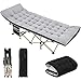 Yaheetech Feldbett mit Matratze Campingbett klappbar Gästebett mit Tragetasche & Seitentasche 191 x 67 cm Gartenliege bis 150 kg Belastbar, Grau Matratze+Schwarz Bett