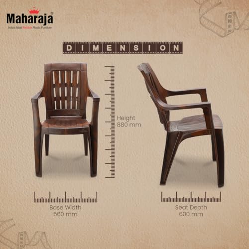 Image of MAHARAJA Premium Heavy Duty Plastic Chairs for Home, Office & Outdoor (Teakwood,Pack of 4)