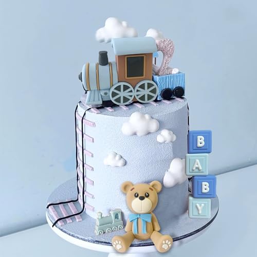 Havagdtm HAVA-LS-24-JJ-ZXG001 22 Pcs Bear Cake Toppers Train Cake Toppers Bear Balls Cake Decorations With Train Baby Letters thumb #3
