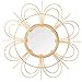 Vintiquewise Decorative Flower Shape Woven Rattan Wood Round Modern Hanging Wall Mirror