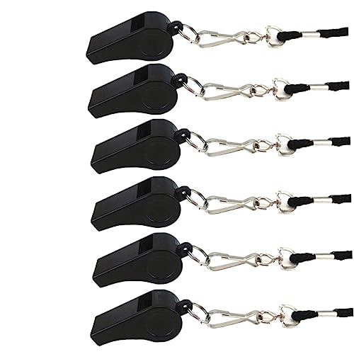 BCOATH Whistles for Boys and Girls 6pcs Plastic Referee Whistles Lanyard for Football