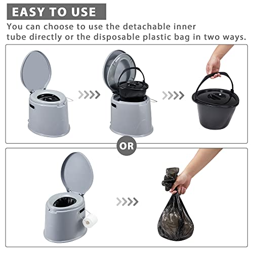Candockway Portable Toilet for Camping, Indoor Outdoor Toilets with Removable Inner Bucket for Fishing, RV & Boating - Thumbnail 7
