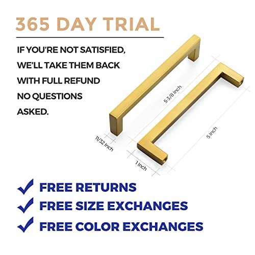 Image of Ravinte Gold Cabinet Handles Slim Cabinet Pulls, 5 Inch CC, 15 Pack | Slim Square Bar Grip, Smooth Drawer Pull Feel, Kitchen Cabinet Update, For Cupboards, Dressers, Drawers, Hardware Projects