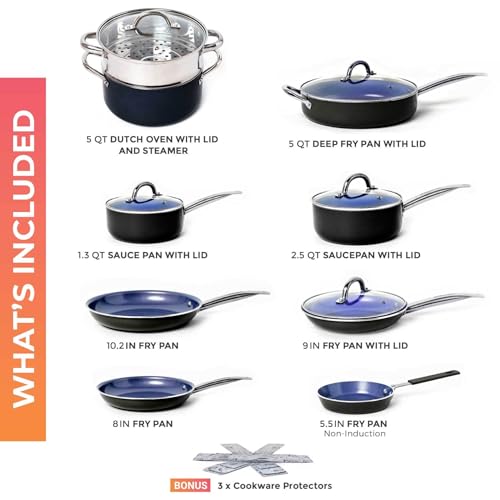 image for Mueller UltraClad Sapphire Pots and Pans Set Nonstick, 14 Piece Induct