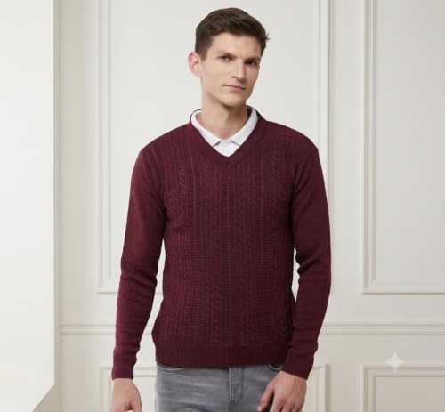 Image of Pivl Men's V Neck Winter Solid Sweater - Warmth and Style for The Season