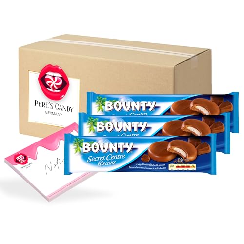 Pere's Candy Bundle für BOUNTY Kekse gefüllt 4 x 132g Soft Baked Cookies + Pere's Candy Notepad DIN A7-25 Blatt