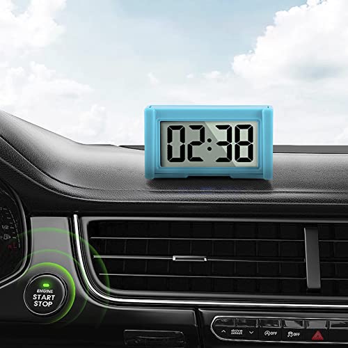 Youngfly Mini Car Clock Auto Car Truck Dashboard Time Small Self-Adhesive Bracket Vehicle Electronic Digital Clock, Ice Blue #TOP5