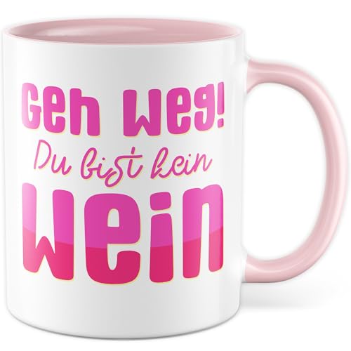 Tazza per vin brulé con scritta – Regalo Geh weg! Du bist kein Wein- Tazza da caffè 330 ml in ceramica – Mercatino di Natale umorismo scherzo sarcasmo