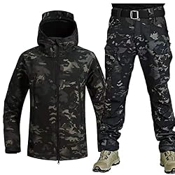 KUMIAO Uniforme Militar Camuflaje Impermeable, Conjunto Chaqueta y Pantalón Táctico Hombre, Tallas XL, Camuflaje C