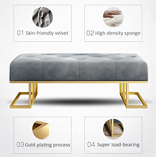 Banqueta de terciopelo capitoné con base de metal verde 7