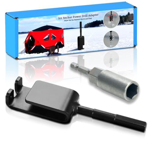 Huntury Ice Anchor Drill Adapter for Set Up Ice Fishing Shelter, Fit 3/8