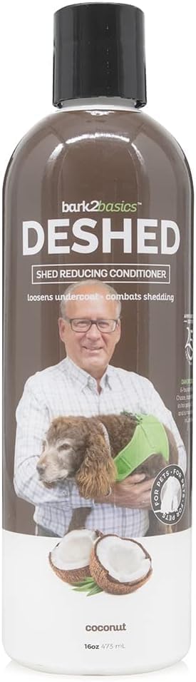 Bark2Basics DeShedding Dog Conditioner, 16 oz - Combats and Reduces Shedding, Removes Undercoat, Fights Excessive Hair Shed, Omega 3 and…