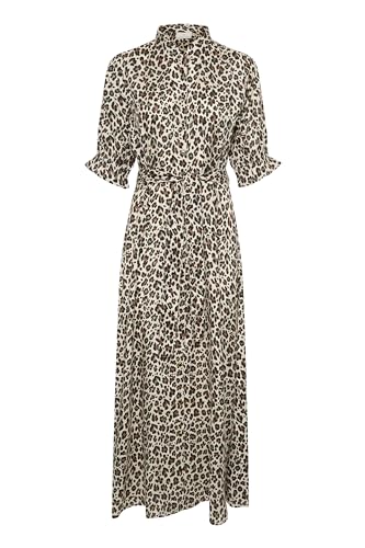 KAFFE Kleid KAvelana Damen Kleid Kurzarm Maxi Casual Elegant Print Maxikleid 44, Multi Color Leo Print 44