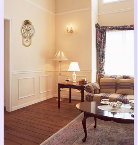 Huianpen Europeo Reloj de Pared,Silencioso sin Ruidos Creativo Sala de Estar Dormitorio Retro Swing Cuarzo Reloj de Pared-C 43 * 27cm - imagen 2