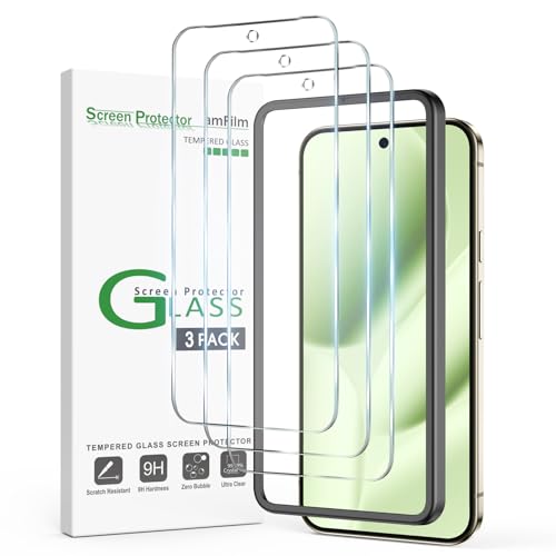 amFilm 3 Pack Screen Protector for Google Pixel 10 & 9 Pro XL 6.8" 2025 & 2024 | 9H+ Military-Grade Tempered Glass | Drop Protection | Fingerprint Compatible | Easy Alignment Frame | Bubble Free