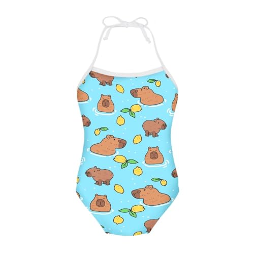 Image of ELEQIN Cartoon Animal Cute Girls One Piece Swimsuit Adjustable Swimwear for 3Y-10Y