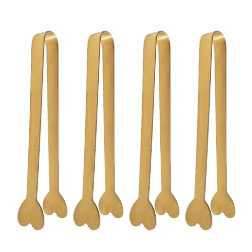Serving Tongs Stainless Steel - Non-Stick 4X Buffet Tongs, Heart-Shaped Lockable Design, Smooth Kitchen Supplies, Food Grabber For Candy Coffee Snacks Appetizers Desserts Parties Cooking Catering