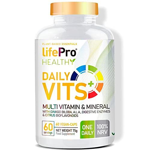 Life Pro Daily Vits – Multivitaminas y minerales para lo protección del sistema inmune – Vitaminas A, D, E, K, C, B1, B2, B6 y B12 – 60 cápsulas – Producto apto para veganos