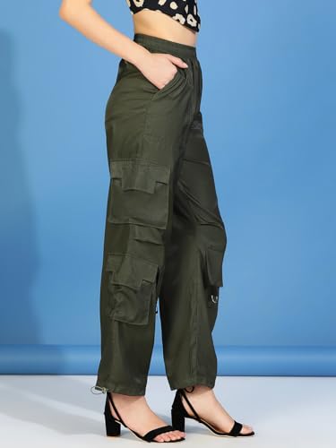 Image of KOTTY Women's High Rise Relaxed || Straight || Joggers Fit Cargo's for Pants || Trousers