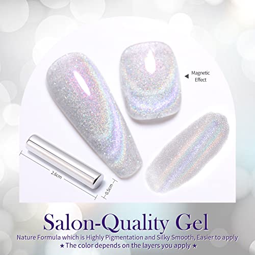 BORN PRETTY UV Nagellack Magnetisch Gel, Holographic Regenbogen Glitter Shining Schellack Nagellack Katzenauge UV… – Bild 3