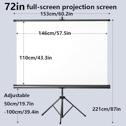 Pantalla de proyección móvil 72 pulgadas con trípode miniatura 7