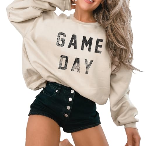 Game Day Sweatshirt, Cute Sports Sweatshirt For Women, Vintage Football Pullover Sweater, Touchdown Shirt, Gift For Mom, Unisex Crewneck Sweatshirt Ash Grey2
