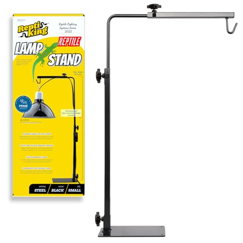 ReptiKing Reptile Lamp Stand, Adjustable Heat Lamp Fixture Stand, Terrarium Stand for Holding Reptile Light Fixture and Heating Bulbs for Max. Terrarium Height: 13.5 inches