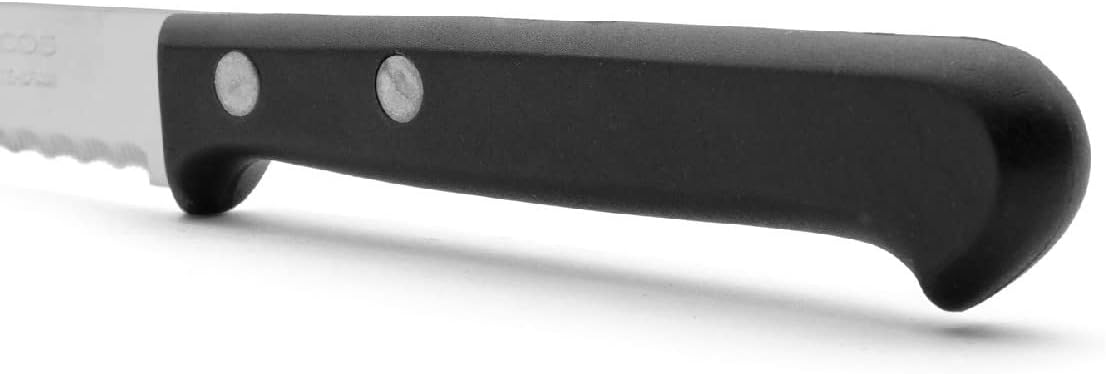 Arcos Knives-Box Steak Table Knife-Blade Nitrum Stainless Steel 110 mm (4.33 Inch) -Handle Nylon Black Colour (12 Piece), ands Plastic