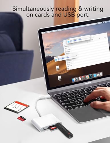 Image of USB C SD Card Reader, ChiaoPio 4 in 1 USB-C to SD Memory Card Adapter with CompactFlash /CF /SD /MicroSD & USB 4 Port Compatible with iPhone 15 iPad Mac MacBook Pro /Air /Mini Laptop