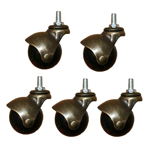 Furniture Casters with Threaded Rod Mounting, Smooth Rolling Ball Caster Wheels for Office Chairs, Sofas, and Coffee Tables (M8 5 pcs)