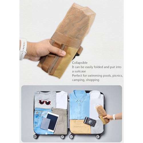 Alomejor Beach Bag, Portable Fashionable Mesh Shoulder Bag for Women Travel Shopping Camping4