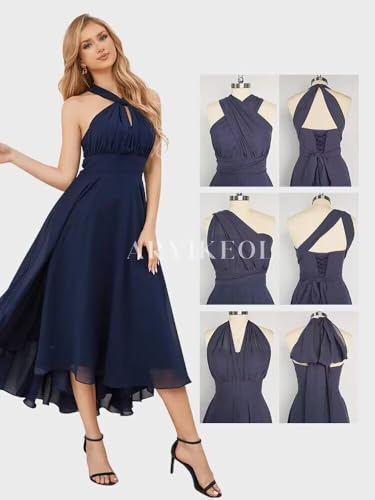 Tea Length Infinity Bridesmaid Dresses High Low Convertible Wedding Guest Dress3